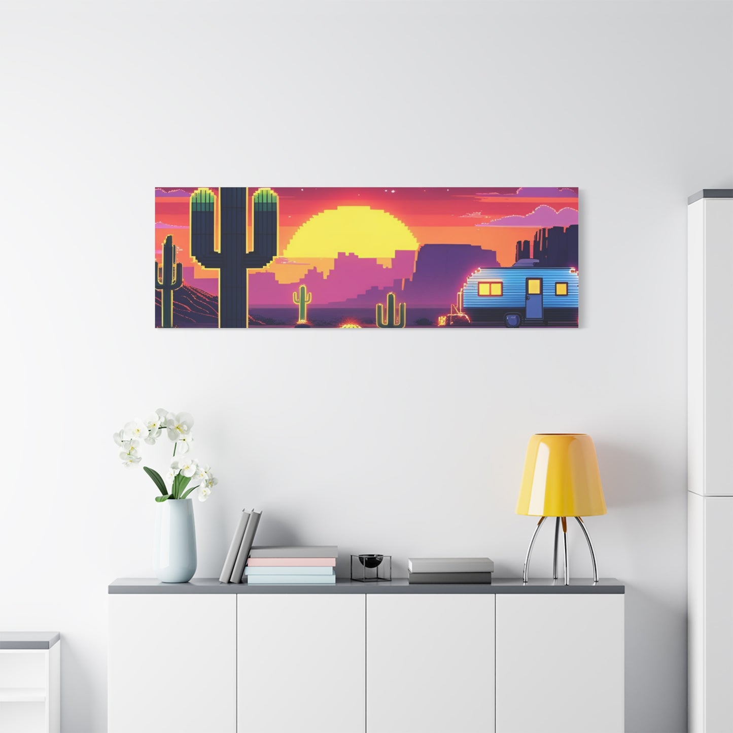 Desert Sunset Canvas Art Print | Retro Series
