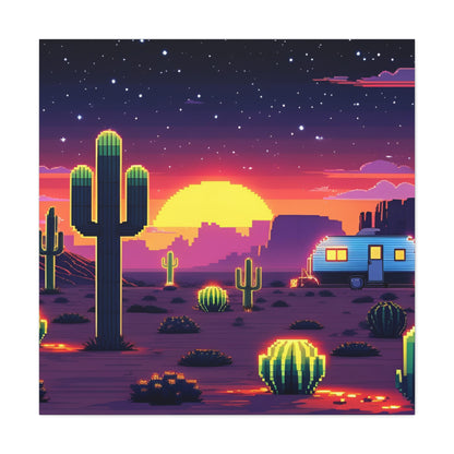 Desert Sunset Canvas Art Print | Retro Series
