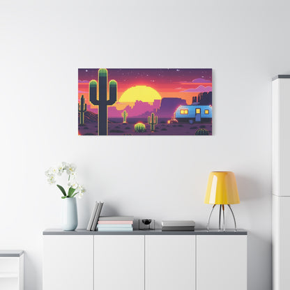 Desert Sunset Canvas Art Print | Retro Series