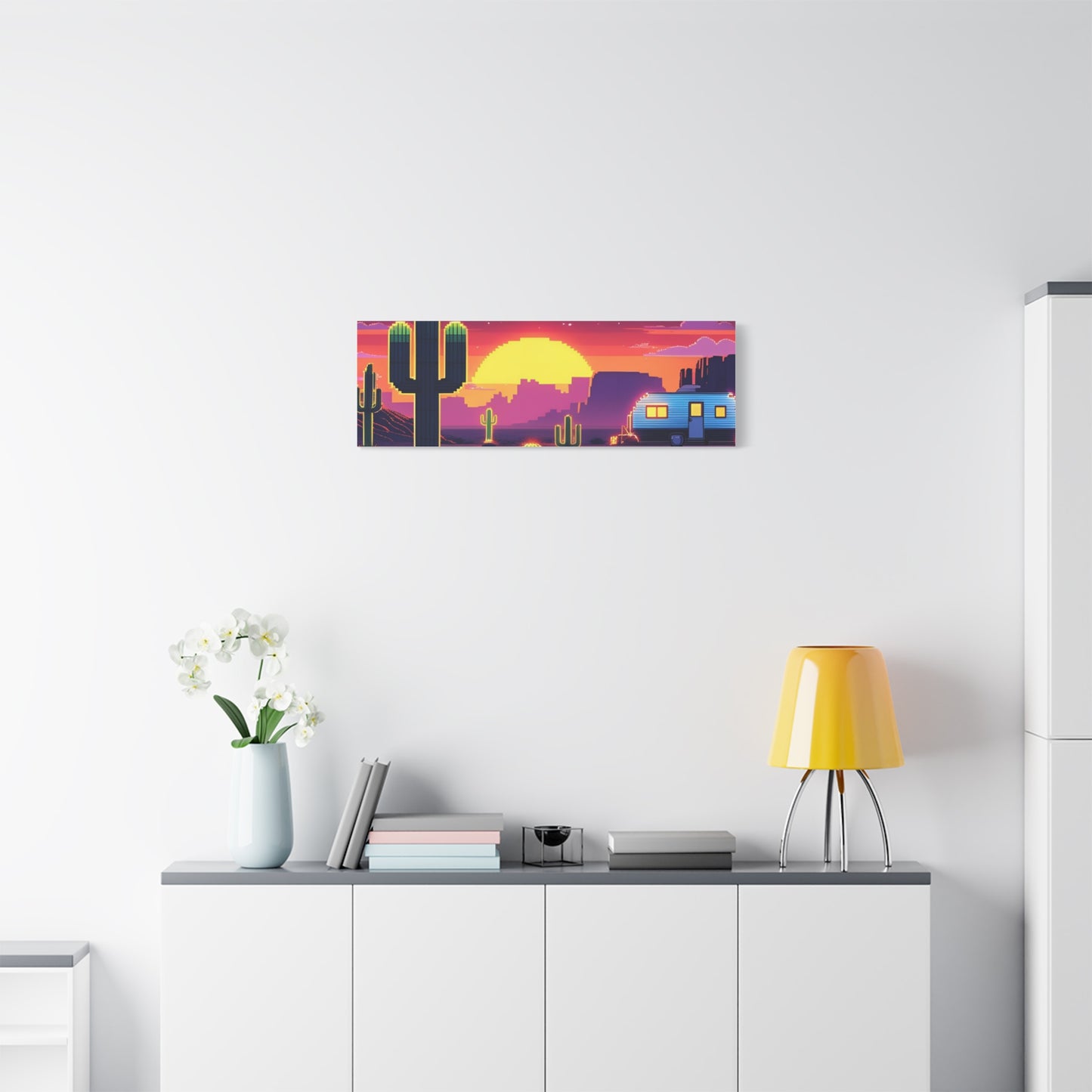 Desert Sunset Canvas Art Print | Retro Series