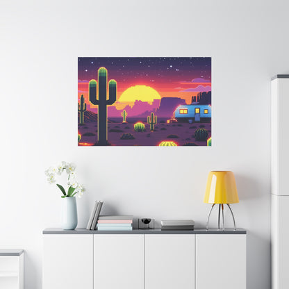 Desert Sunset Canvas Art Print | Retro Series